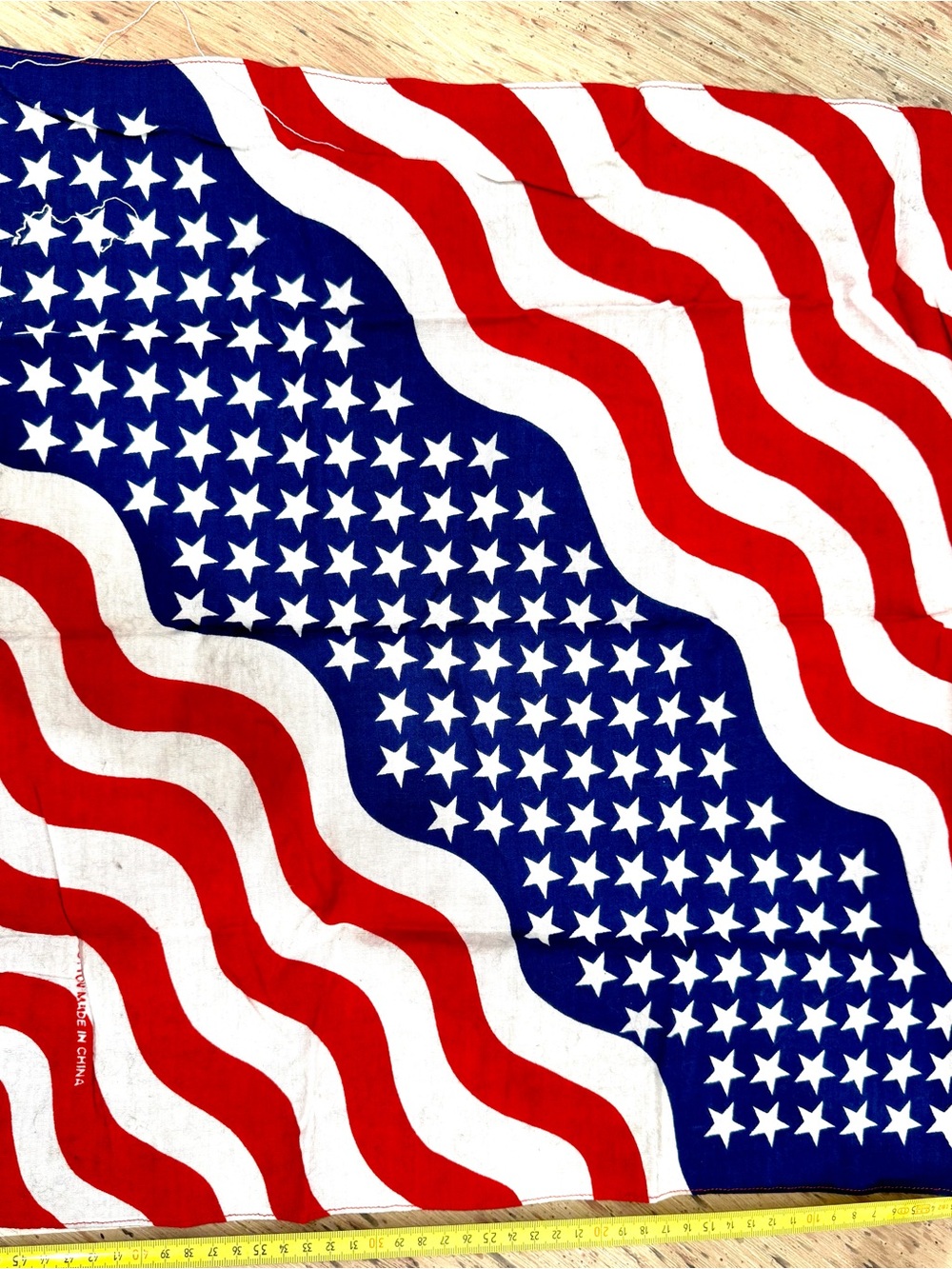 Patriotic American Flag Print Scarf - Red White Blue Stars & Waves